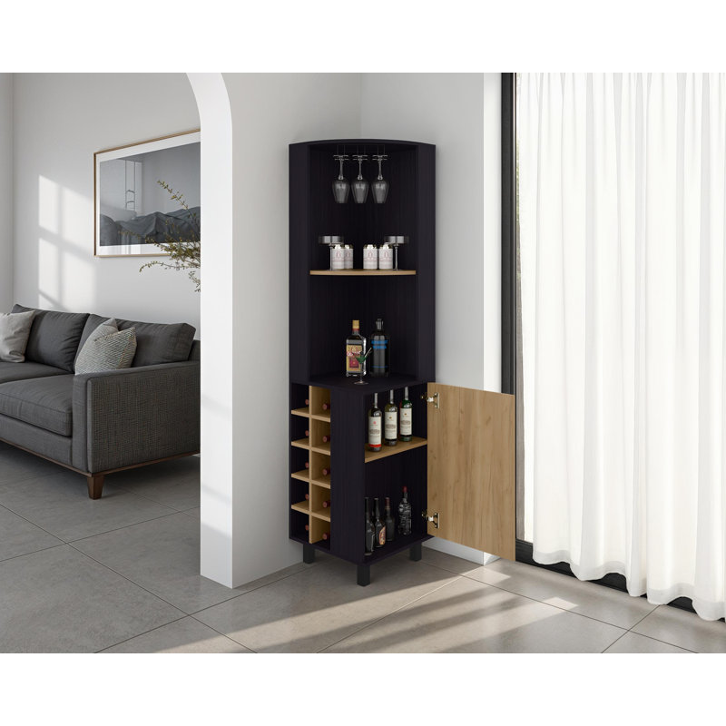 Melia-Teevan 17.7'' Bar Cabinet, Brown/Black
