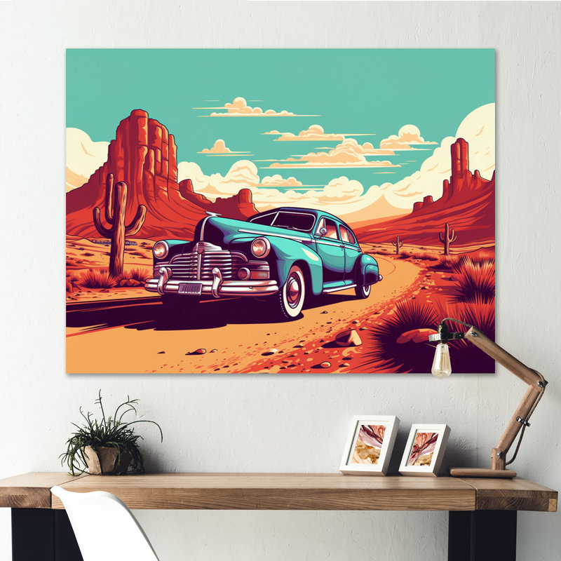 Vieille voiture américaine dans le Nevada III, H 12 po x l 20 po x P 1 po, Toile tendue