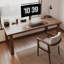 Bureau rectangulaire en bois massif brun clair-109310190