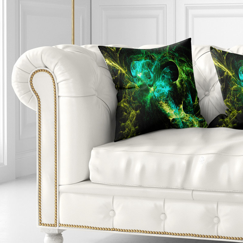 Coussin Wings of Angels, 16 po x 1 po, Carré, Vert / Noir