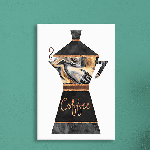 Café, impression sur toile tendue, H 26 po x l 18 po x P 1,5 po, Toile tendue, Pas de tapis