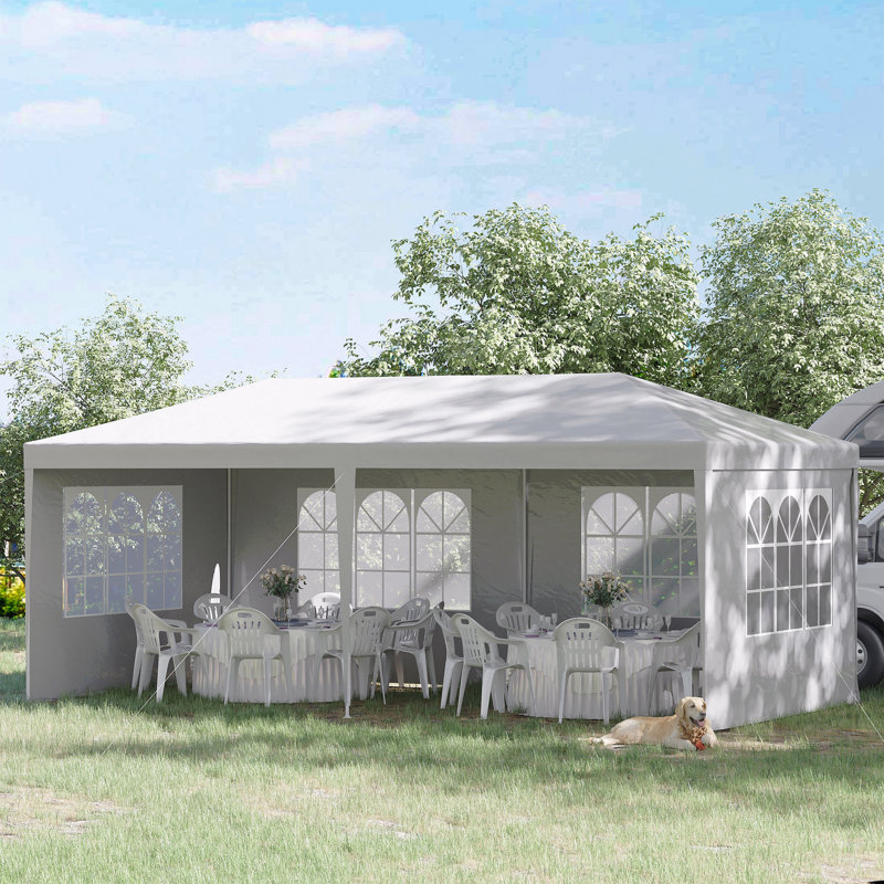 Pavillon de jardin 10 pi x 20 pi, pour une utilisation festive avec parois latérales amovibles (blanc)