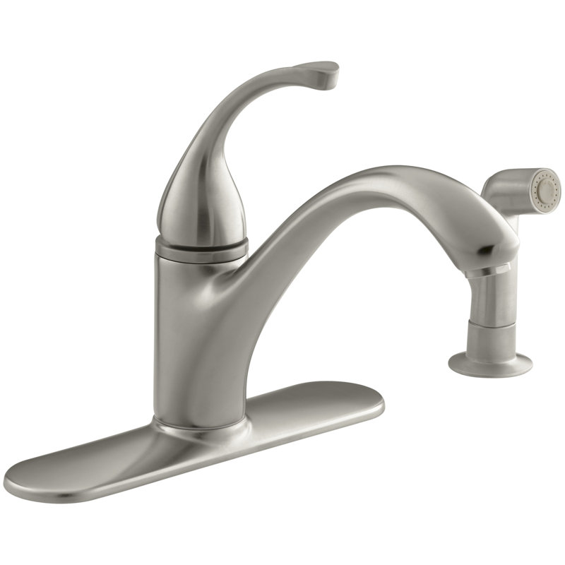 Forté 4-Hole Kitchen Sink Faucet with 9-1/16" Spout, Matching Finish Sidespray, Vibrant Brushed Nickel