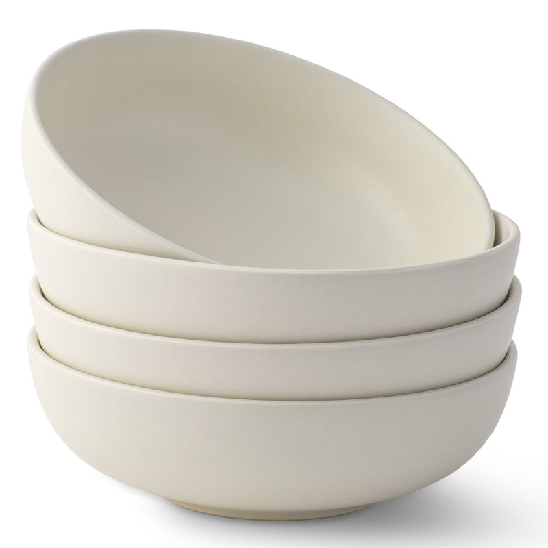 JoyJolt Mesa 4pc Stoneware Pasta Bowl set, 30oz, Matte Linen