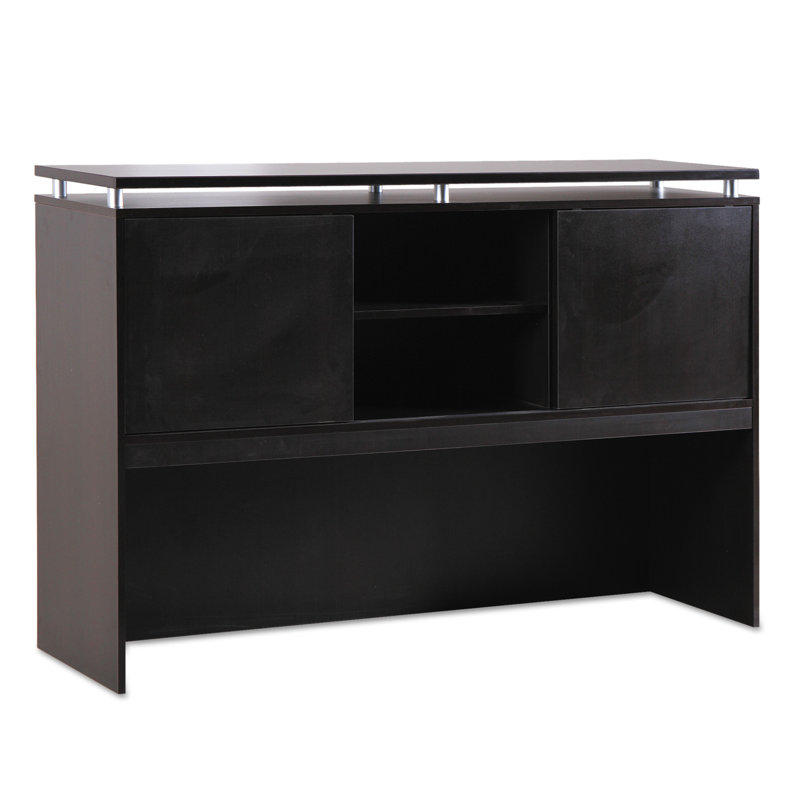 Espresso 42.5'' H Woodgrain Laminate Desk Hutch with Sliding Doors