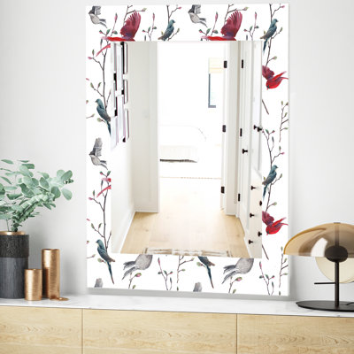 Miroir de salle de bain/meuble-lavabo oiseaux campagne