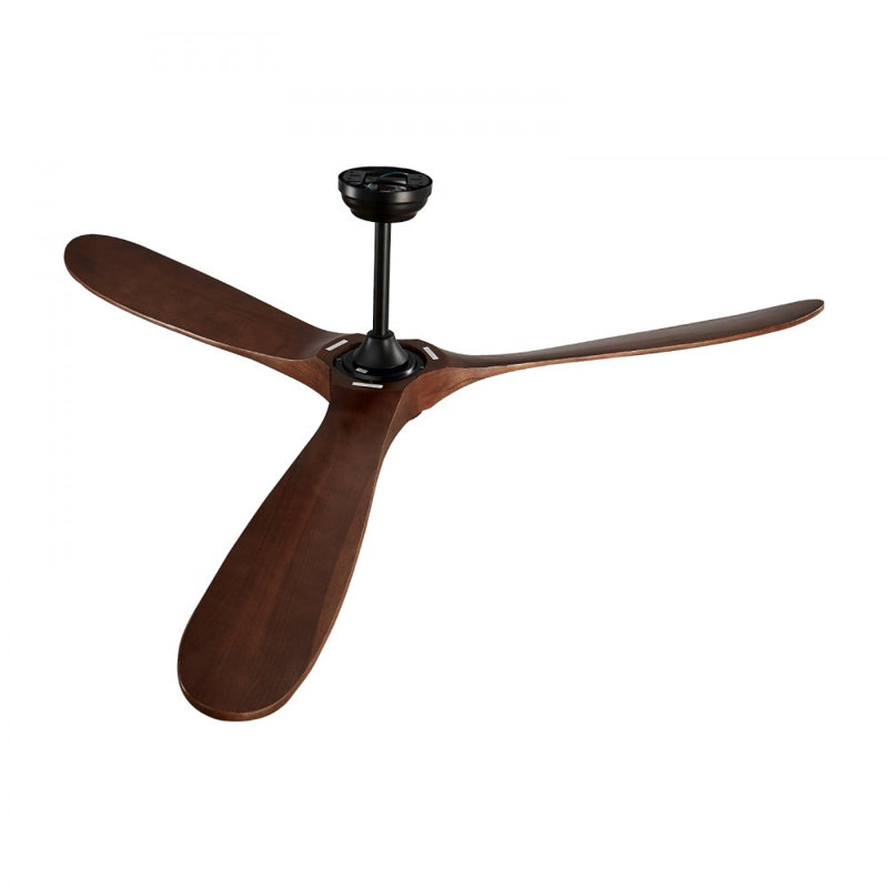 72 Inch Ceiling Fan without Light, 6-Speed Remote Control, 3-Wood-Blade, Reversible DC Motor, Modern Low Profile Flush Mount Exterior Fan for Bedroom, Living Room, Patio, Indoor/Outdoor
