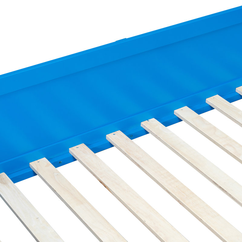 Lit mezzanine avec cadre en bois Lumette, Lit double, Blue