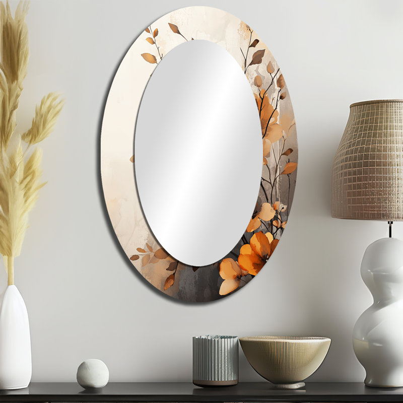 Miroir mural ovale orange et gris, 36 po x 24 po