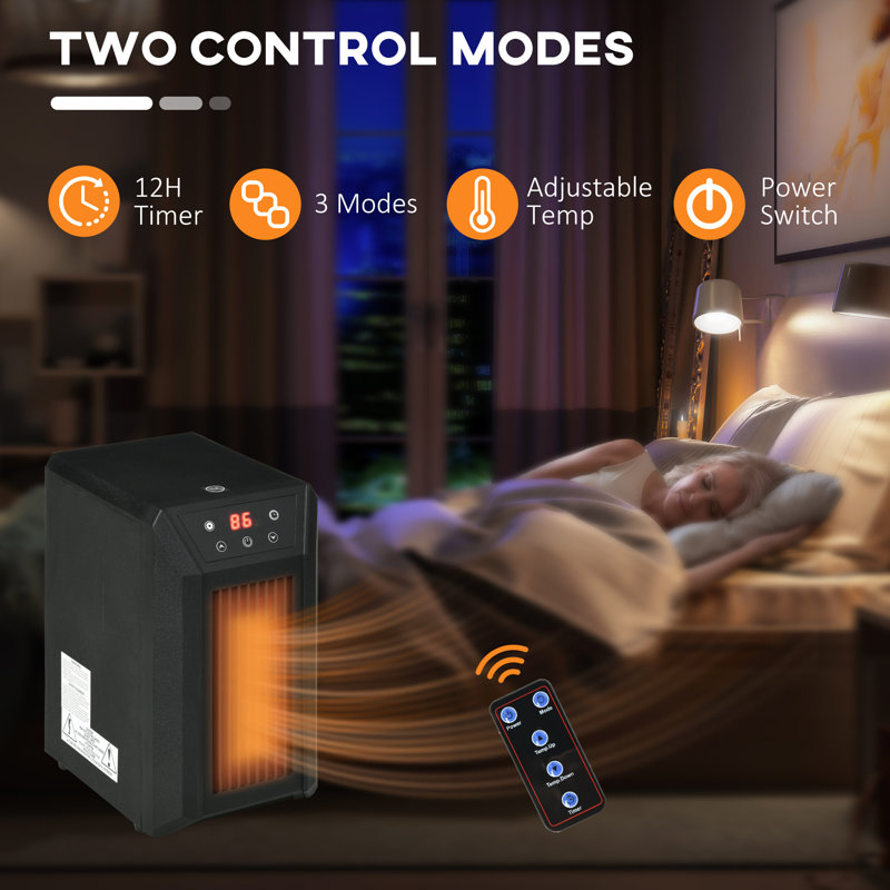 HomCom 1500 Watt 5118 BTU Electric Compact,Tower Space Heater with Adjustable Thermostat , Remote Included and with Digital Display