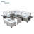 5-Piece Outdoor Patio Rattan Sofa Set, Sectional PE Wicker L-Shaped Garden Furniture Set with 2 Extendable Side Tables, Dining Table and Washable Covers for Backyard, Poolside, Indoor-1444161493