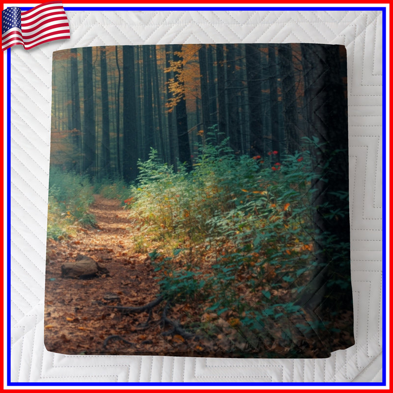 Couvre-lit matelassé Autumn Forest Path toutes tailles, Lit simple