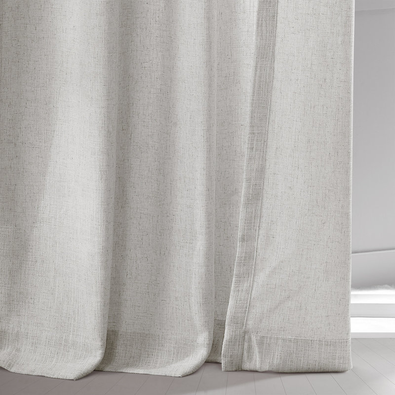 Bergen Linen Blend Curtains for Bedroom Light Filtering Curtains for Large Window Single Panel, Warm Off-White, 50" W x 96" L