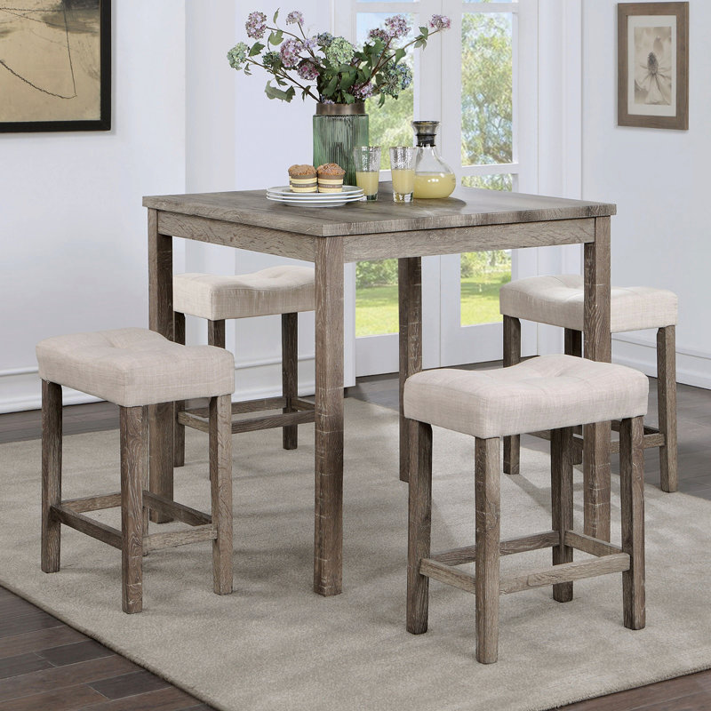 Ensemble de salle à manger 5 pièces Table et 4 tabourets de salle à manger beige