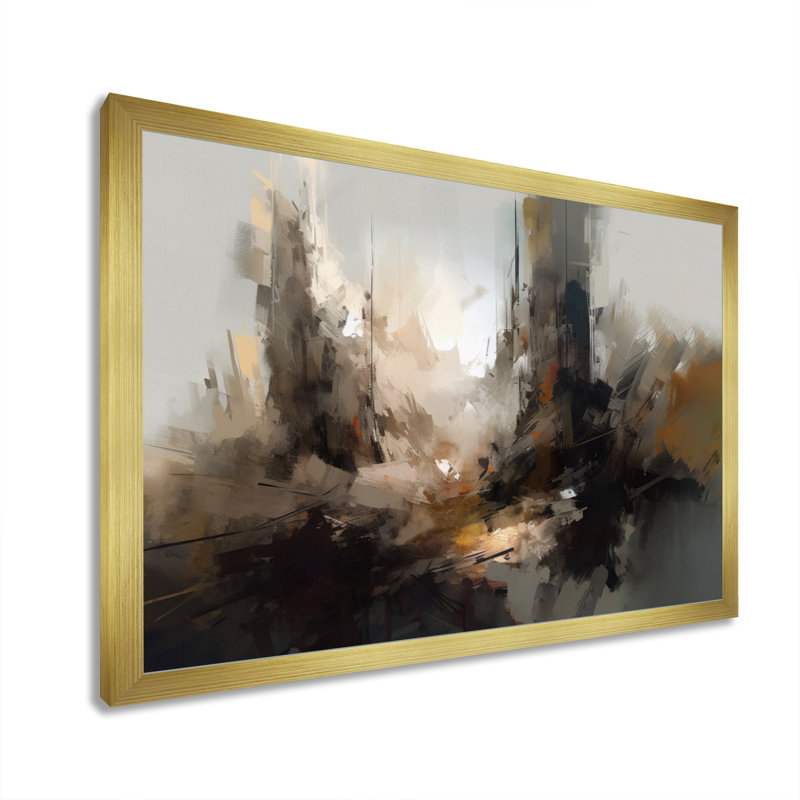 «Ouida Abstract Delicate Brushstroke IV», reproduction sur toile, Encadrement doré, H 16 po x l 32 po x P 1 po