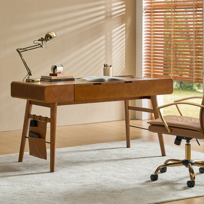 Virma Adjustable Height Solid Wood Standing Desk with Built-In Electrical Outlet
