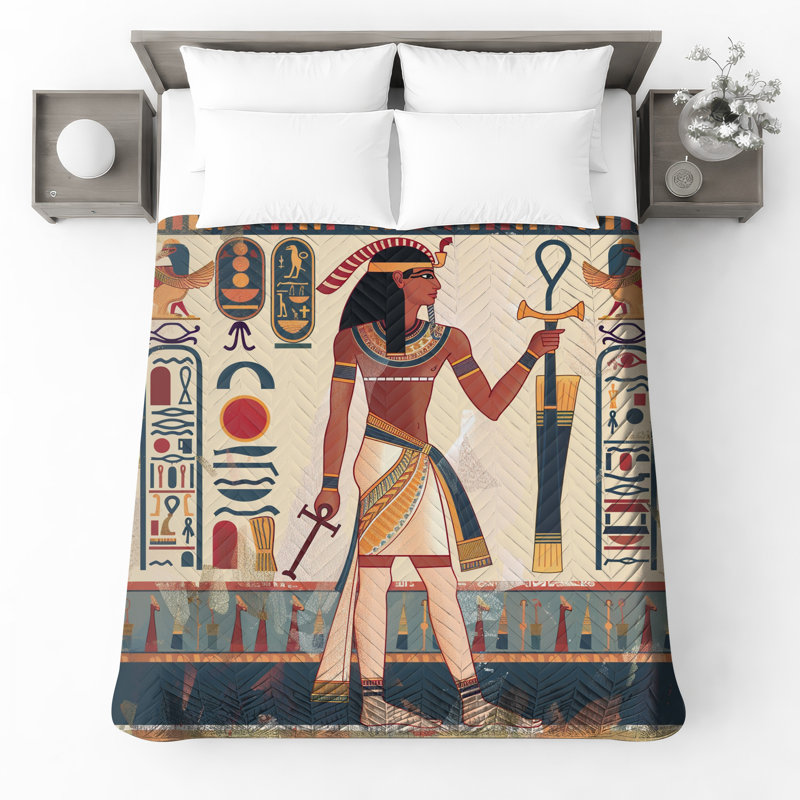 Couvre-lit matelassé ancien égyptien Pharaon toutes tailles, Grand lit