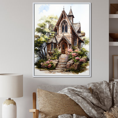 Chapelle de mariage, aquarelle rustique sur toile