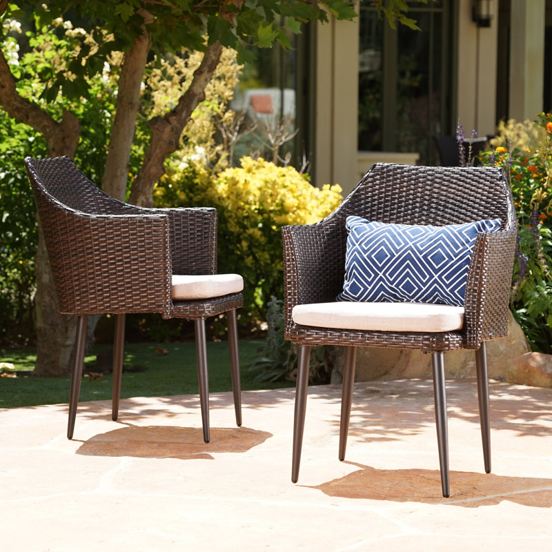 Chaise de patio avec coussin Hiro, Brun