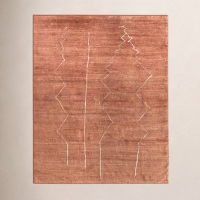 Orange Modern Hand-Knotted Abstract Rug