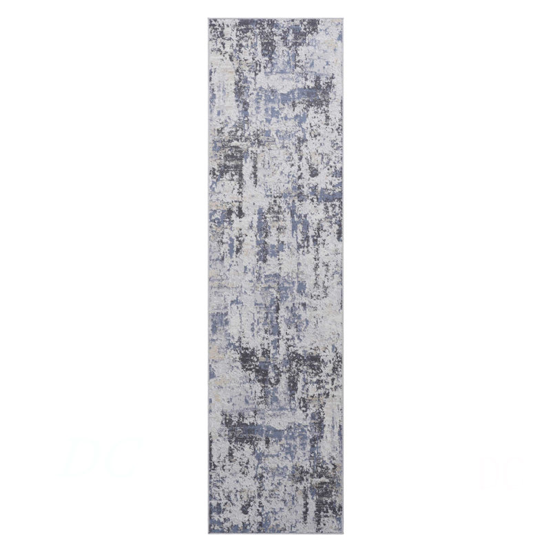 Collection 2X8 Denim / Abstract Runner Rug, Runner 2'2" x 8'