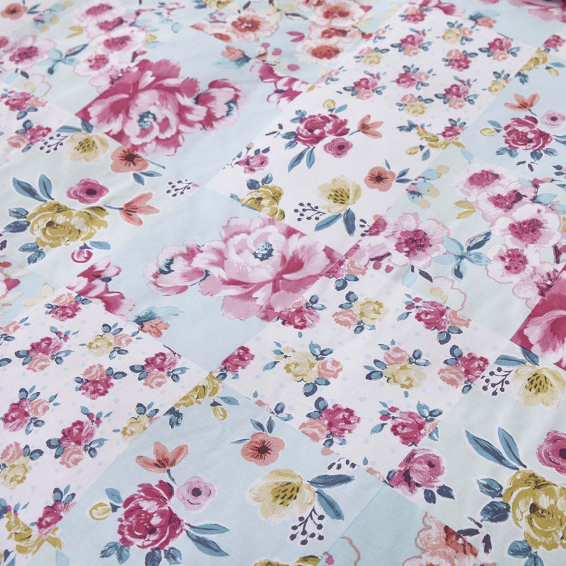 Flower Patchwork Eyelet Room Darkening Curtains