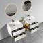 Meuble-lavabo blanc 72 po avec lavabos doubles et tablette ouverte, meuble-lavabo mural moderne flottant, lavabo une pièce sans drain ni robinet