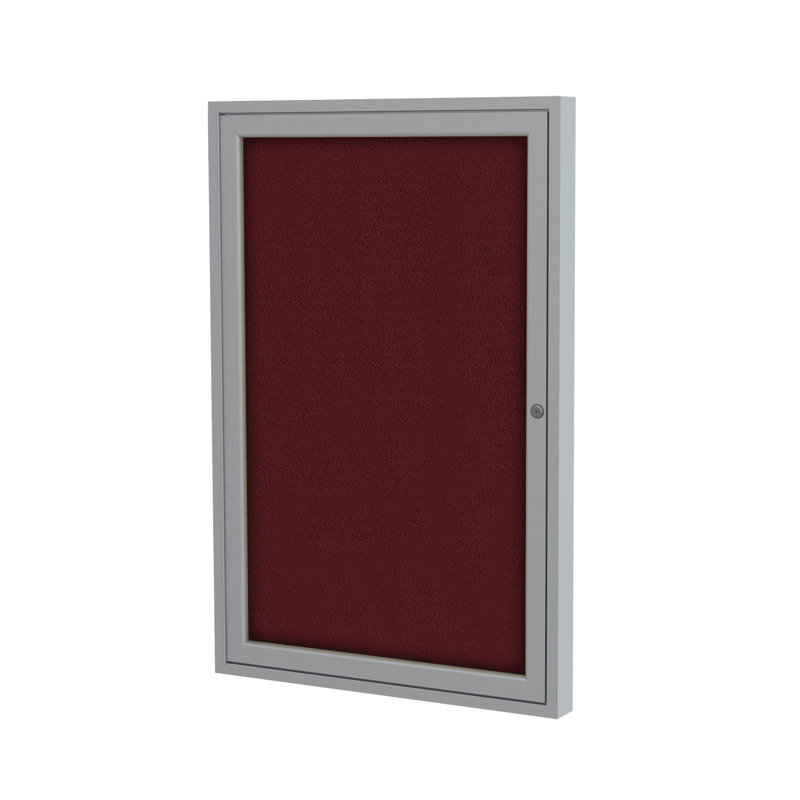 Babillards fermés en tissu à 1 porte Ghent, Bleu, H 3 pi x l 3 pi, Satin