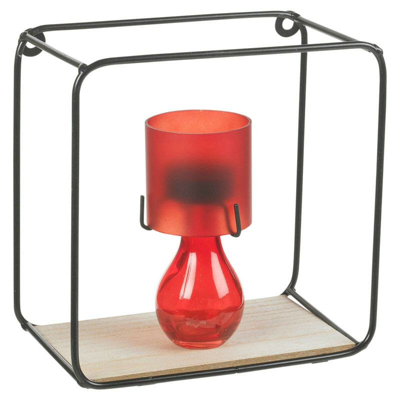 2 Piece Square Metal Floating Shelf, Black