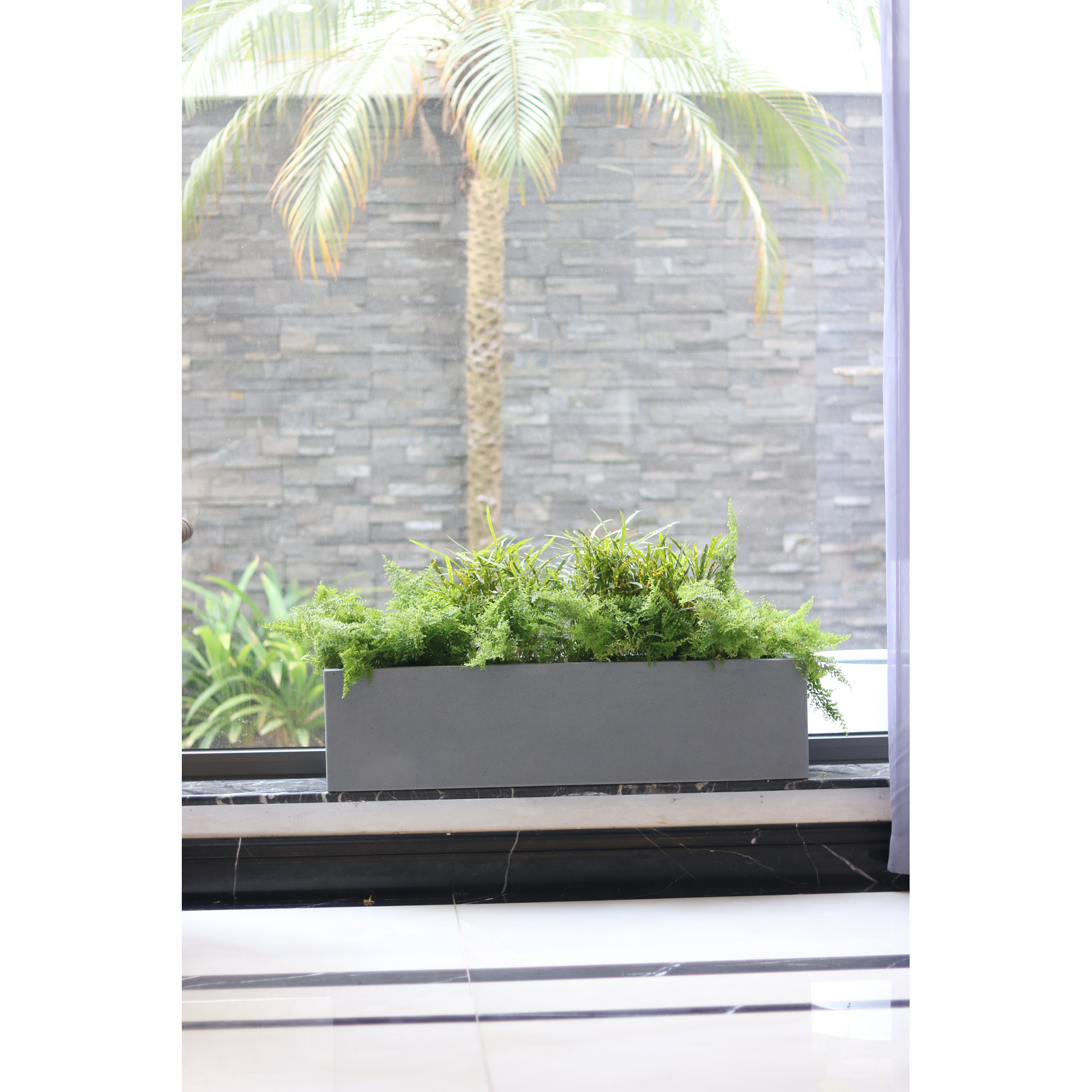 Connoisseur Handmade Planter Box, 8" H x 31.5" W x 8" D, Grey