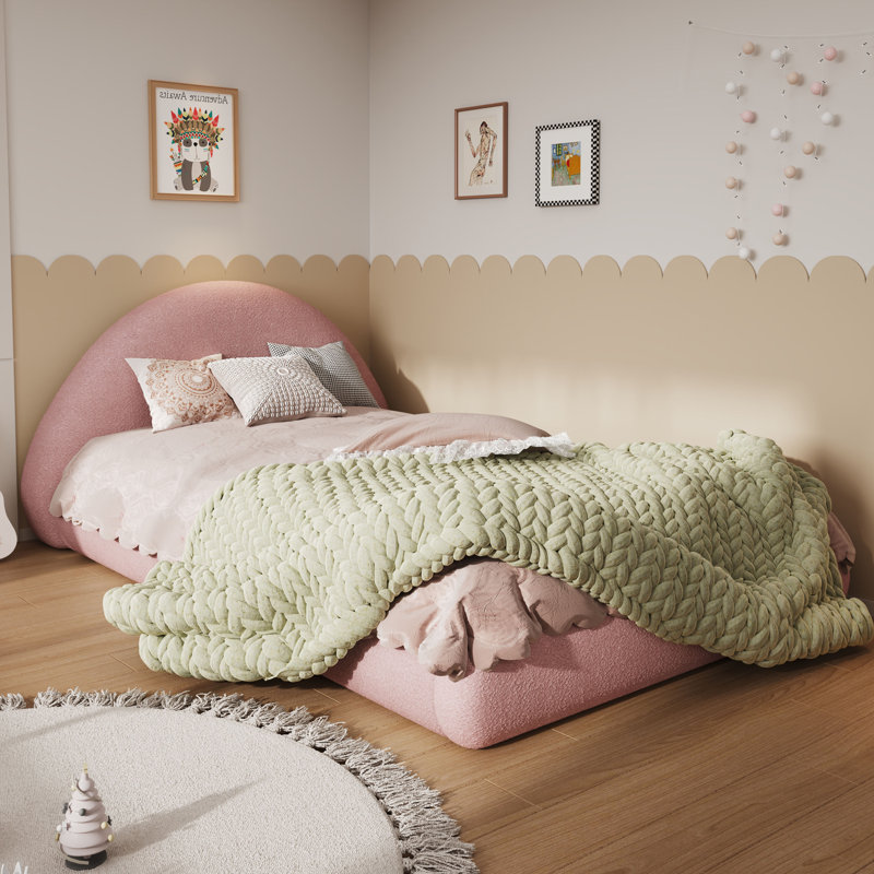 Lit plateforme tapissier Cleary, Pink Fleece