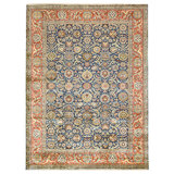 Hand Knotted Wool Area Rug in Blue And Red