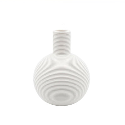 2style Spherical Ceramic Vases Matte Texture Ribbed Smooths Surfaceneutral Tone Decorative Vases For Home Tabletop Living Room Shelf Flower