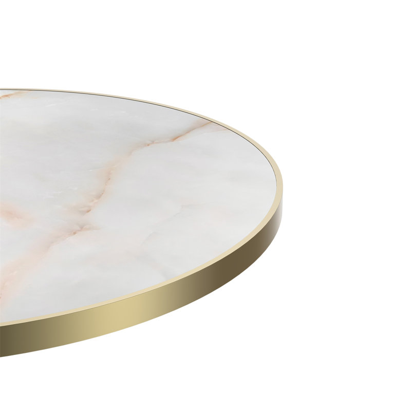 Table bistro ronde et moderne 31,5 pouces avec plateau tulipe et plateau en faux marbre, facile à assembler, structure en métal robuste