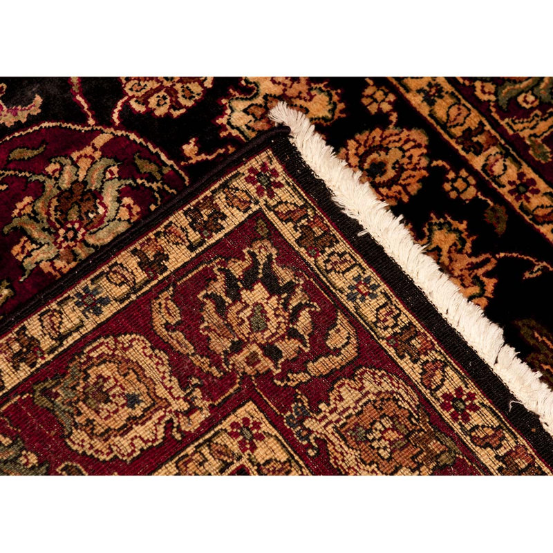 Hand-Knotted High-Quality Black and Red Area Rug