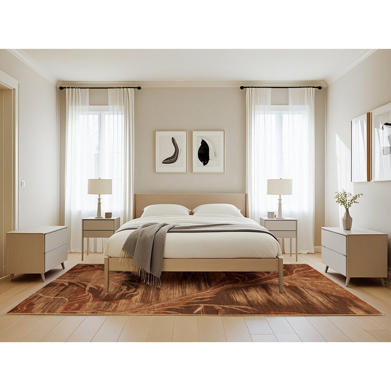 Tapis brun lavable à la machine, Rectangle de 5 pi x 8 pi