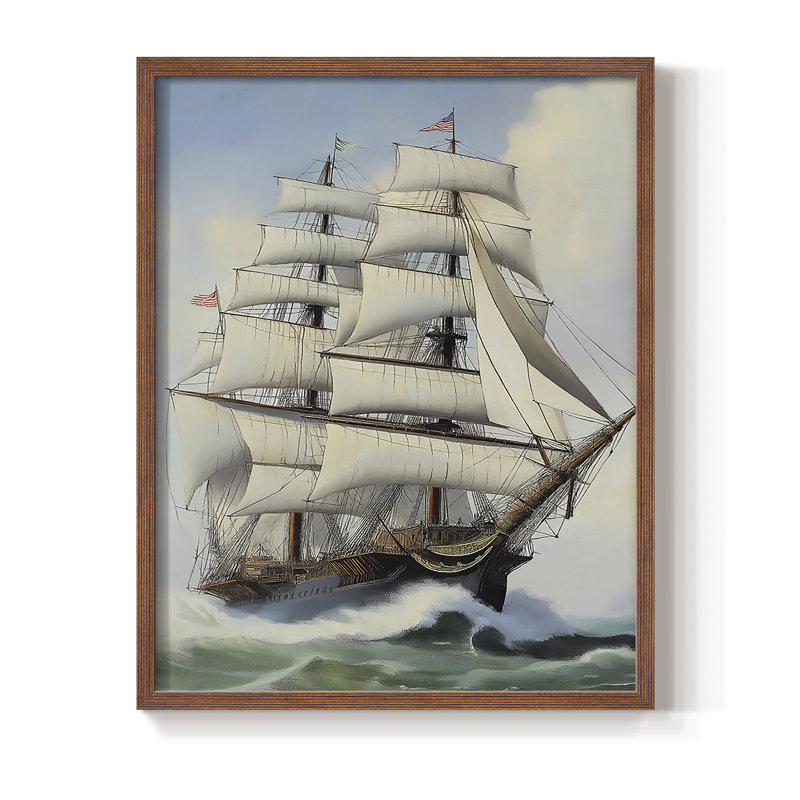 NAUTICAL Series Lxxi, reproduction encadrée - bois massif, H 11 po x l 9 po, Noyer
