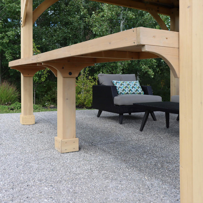 10ftx12ft Wood soft-top Gazebo, 292cm H x 365.76cm W x 144cm D