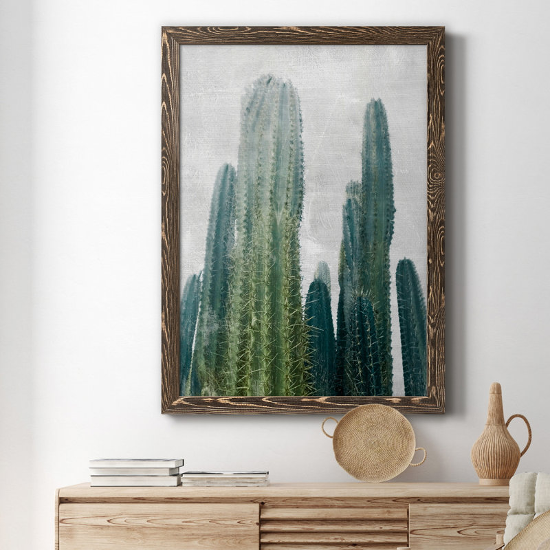 Aruba Cacti I - cadre photo, impression sur toile, H 31,5 po x l 23,5 po x P 1,5 po, Noyer