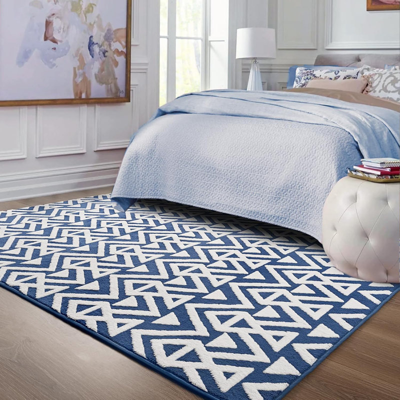 Ultra-Soft Plush Memory Foam Rug Luxury Geometric Textured Area Rug