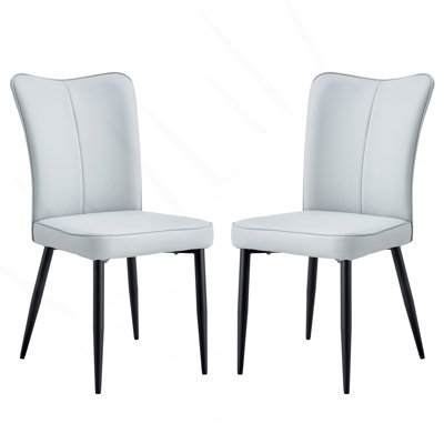 Modern Minimalist Dining And Office Chair Set, 2-Piece, PU Seat, Metal Legs, Versatile Use