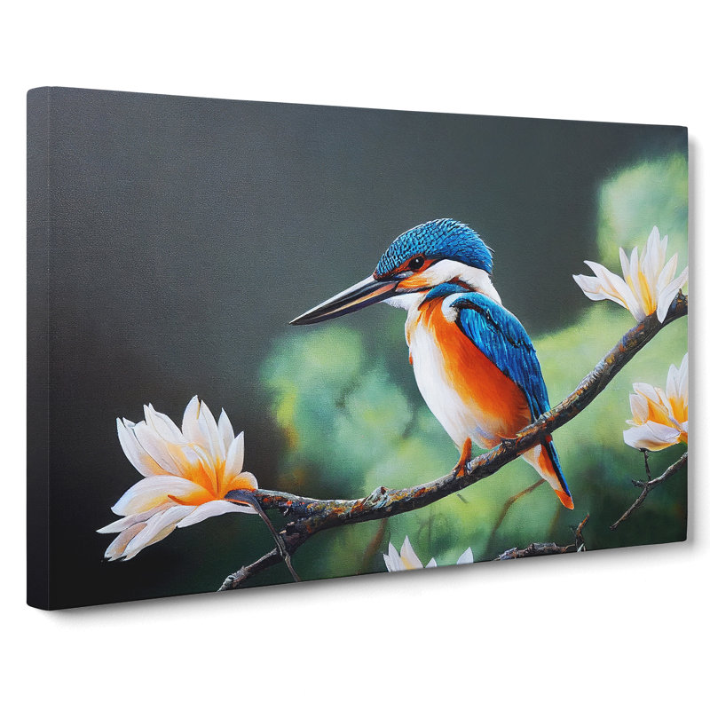 Electrifying Kingfisher Bird - Wrapped Canvas Print, 50cm H x 76cm W x 3cm D