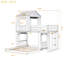 Lit mezzanine gris antique avec maisonnette, lit simple en bois sur lit double, barrières de sécurité et structure en bois de pin massif, lit de jeu avec capacité de charge de 400 / 600lbs en gris, lit double et barrières de sécurité,-1160302658