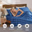 Ensemble de draps 100% coton grand lit - Literie à rayures bleues et bleu marine, tissage percale doux et respirant, drap à poche profonde à rayures larges 17,5 po, aspect lin luxueux, literie 4 pièces toutes saisons-123229412-123229416