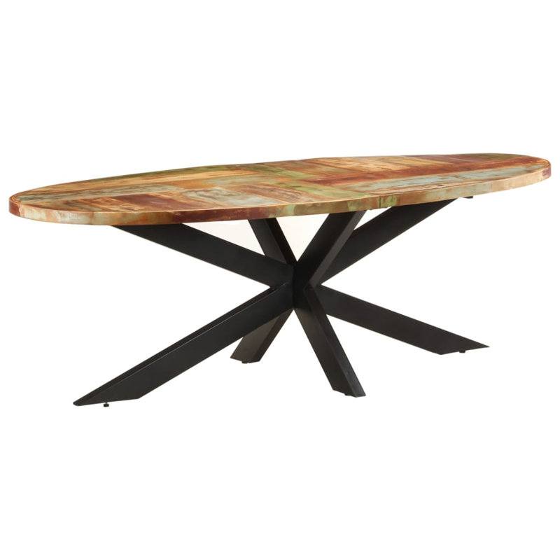 Dining Table Round Rough Mango Wood, 94.5" x 39.4" x 29.5", Walnut