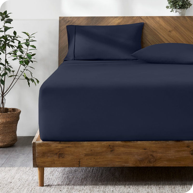 Extra Deep Microfiber Fitted Sheet, King Fitted Sheet, Midnight Blue