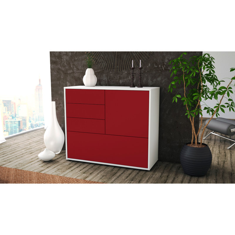 Redondo 92cm Sideboard, White/Red