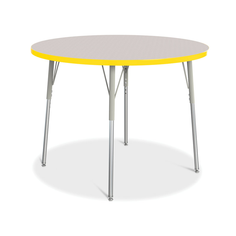 Round Wooden Table with Adjustable Chrome Legs