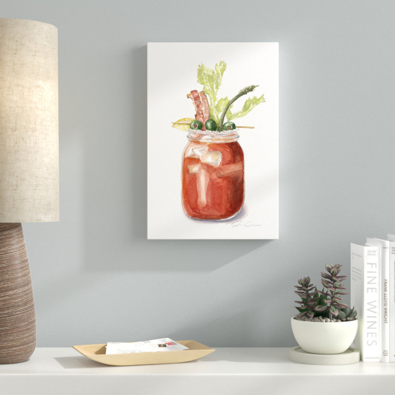 " It's Brunch O'Clock Somewhere " by Jackie Graham, 60" H x 40" W x 1.5" D, Wrapped Canvas, No Mat