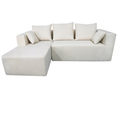 Left Corner Combination And Bed Of Beige Tint, High - Density Sponge, Wear Linen Surface, Various Patterns Bed, Resilience Memory Foam, Delicate Fabric, Modular Furniture Arrangement